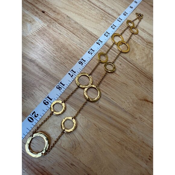 Janna Conner Gold Plated Toggle Necklace With Hammered Circle Links 20" Long - Picture 6 of 8